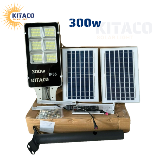 Đèn Năng Lượng Mặt Trời Bàn Chải KITACO Solar 300w 2 Tấm Pin